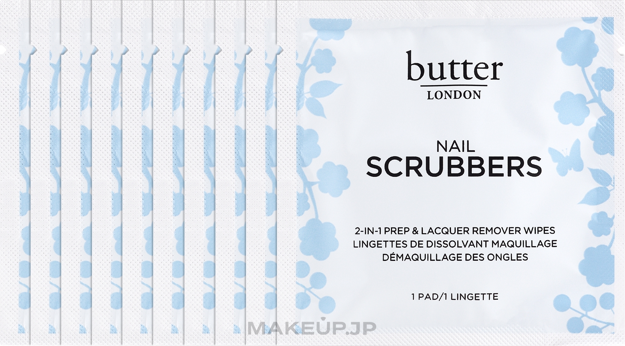 Nail Polish Remover Wipes - Butter London Nail Scrubbers 2-In-1 Prep & Lacquer Remover Wipes — photo 10 szt.
