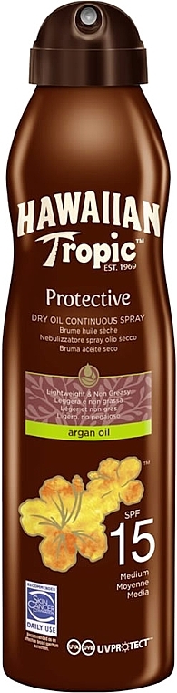 Protective Dry Oil - Hawaiian Tropic Protective Argan Oil Spray SPF 15 — photo N2