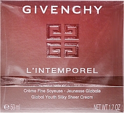 Gentle Face Cream - Givenchy L'Intemporel Global Youth Silky Sheer Cream — photo N2