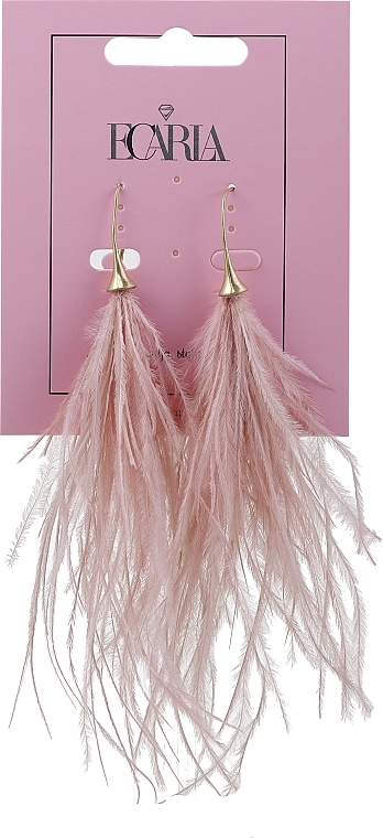 Earrings K1635CZ, pink pastel - Ecarla Boho — photo N1