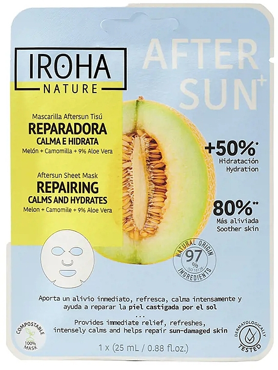Soothing & Moisturizing Melon Face Mask - Iroha Repairing Calms And Hydrates Melon After Sun Sheet Mask — photo N2
