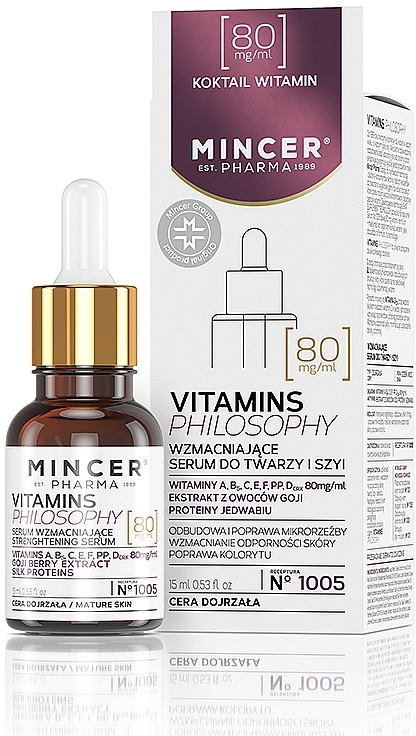 Firming Face & Neck Serum for Mature Skin - Mincer Pharma Vitamins Philosophy Serum № 1005 — photo N1