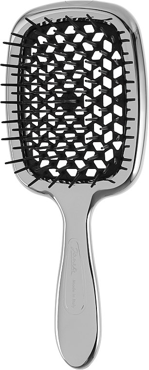 Silver-Black Hair Brush - Janeke Superbrush Limited Silver — photo N1