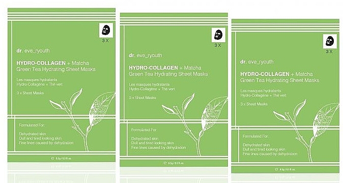 Moisturizing Sheet Mask Set - Dr. Eve_Hydro-Collagen + Matcha Green Tea Hydrating Sheet Masks — photo N1