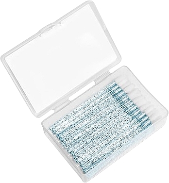 Lip Gloss Applicators in Case, white with blue glitter - Clavier  — photo N1