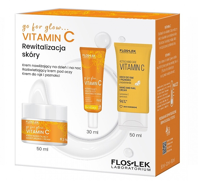 キット - Floslek Vitamin C Go For Glow (f/cr/50ml + eye/cr/30ml + h/cr/50ml) — photo N1