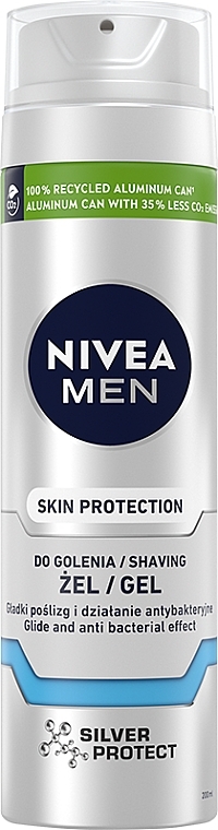 Antibacterial Shaving Gel "Silver Protect" - NIVEA MEN Silver Protect Shaving Gel — photo N1