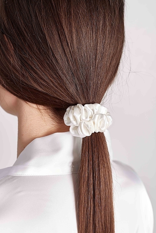 Natural Silk Scrunchie Set, size S, white + black - de Lure Scrunchie Set — photo N3