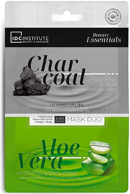 Double Mask with Black Clay and Aloe Vera - IDC Institute Face Mask Duo Charcoal & Aloe Vera — photo N1