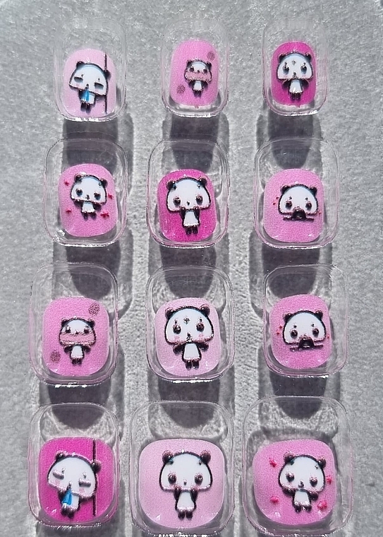 Self-Adhesive False Nails for Kids 'Panda', 981 - Deni Tipsy Kids Card — photo N3