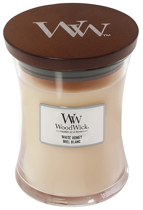Scented Candle in Glass - WoodWick Hourglass Candle White Honey — photo N5