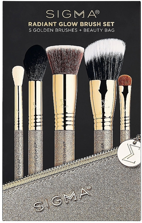 Makeup Brush Set in Makeup Bag, 5 pcs - Sigma Beauty Radiant Glow Brush Set — photo N1