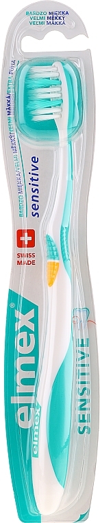 Toothbrush Soft, turquoise-yellow - Elmex Sensitive Toothbrush Extra Soft — photo N1