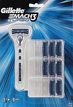 Fragrances, Perfumes, Cosmetics Shaving Razor with 9 Replaceable Cassettes - Gillette Mach 3 Turbo