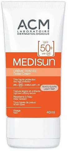 Face Foundation Sunscreen SPF 50+ - ACM Laboratoires Medisun Tinted Cream Light Tint SPF50 — photo N1