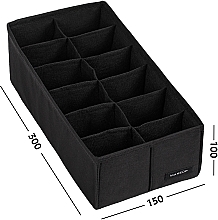 Storage Organiser with 12 Compartments 'Home', black 30x15x10 cm - MAKEUP Drawer Underwear Organizer Black — photo N2