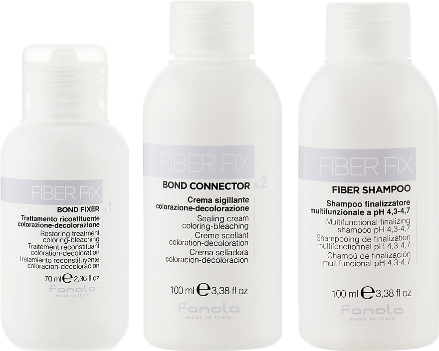 Set - Fanola Fiberfix Kit (shmp/100ml + hair/cr/100ml + hair/cr/70ml) — photo N2