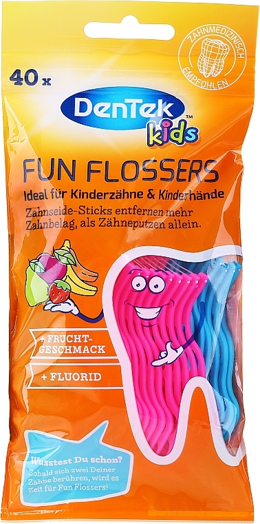 Kids Flossers, fruit scent, pink & blue - DenTek Kids Fruit Fun Flossers — photo N2