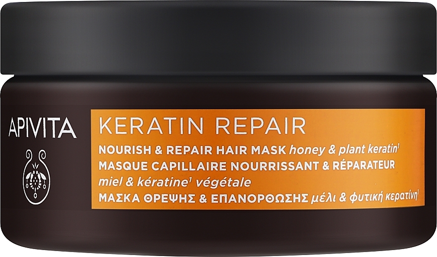 Nourishing & Regenerating Mask with Honey & Vegetable Keratin - Apivita Keratin Repair Nourish & Repair Hair Mask with Honey & Plant Keratin — photo N1