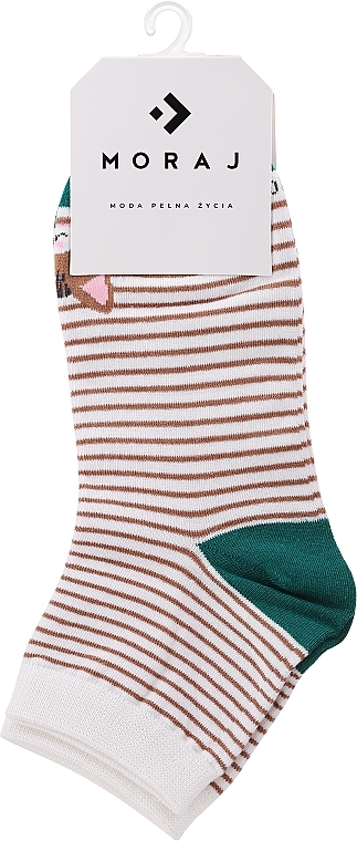 Women's Socks 3/4, CSL200-900, White/Brown Striped - Moraj — photo N1