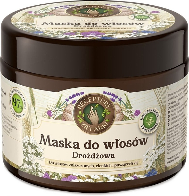 Yeast Mask for Damaged, Thin & Curly Hair - Receptury Zielarki Domowe Tradycje	 — photo N1