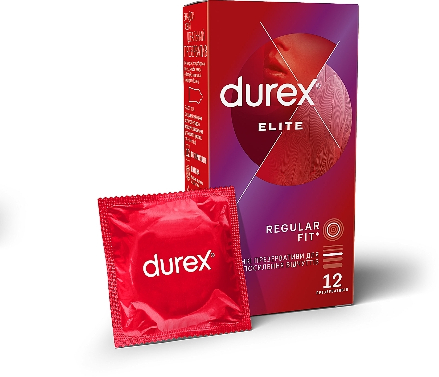 Latex Condoms with Silicone Lubricant "Ultra Thin", 12 pcs - Durex Elite Condoms — photo N1