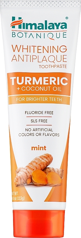 Whitening Toothpaste with Curcuma and Coconut Oil - Himalaya Herbals Botanique Turmeric & Coconut Oil Whitening Antiplaque Toothpaste — photo N1