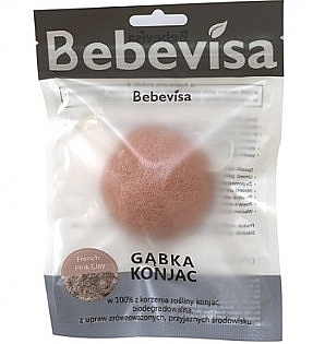 Face Wash Sponge with Pink Clay - Bebevisa Konjac Sponge — photo N1