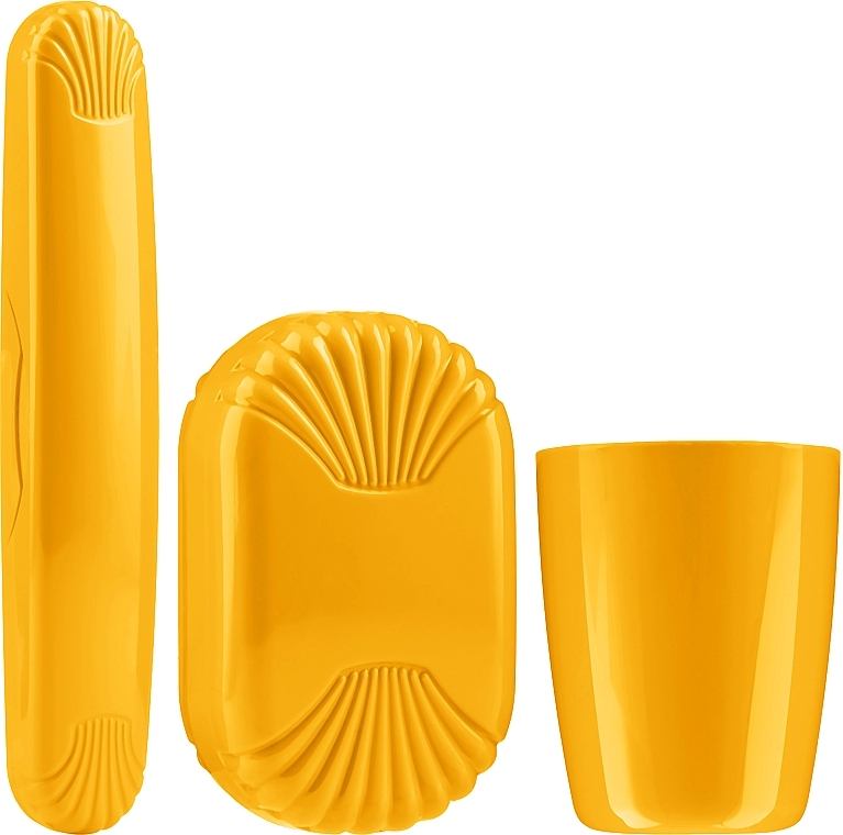 Travel Set, yellow - Sanel Comfort II (cup1/pcs + toothbr/case/1pcs + soap/case/1pcs) — photo N1