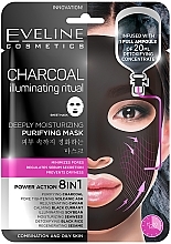 Deep Cleansing Moisturizing Sheet Mask 8 in 1 - Eveline Cosmetics Charcoal Illuminating Ritual Deeply Moisturizing Purifying Mask — photo N1