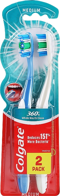 Toothbrush Set, medium, blue + light gray - Colgate — photo N1