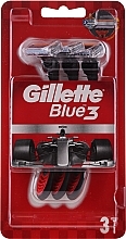 Disposable Shaving Razor Set, 3 pcs - Gillette Blue 3 Red — photo N1