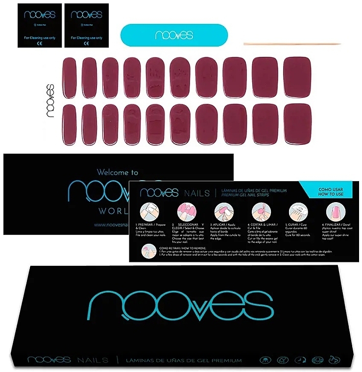 Gel Nail Sticker Set - Novoves Premium Luxe Solid Midnight Rain Red — photo N1