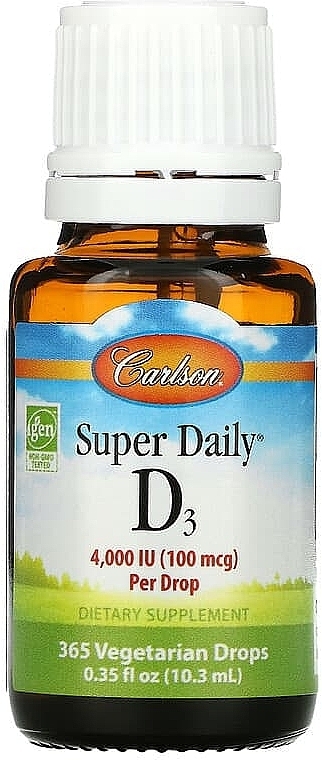 Vitamin D3 4000 IU, Drops - Carlson Super Daily Liquid Vitamin D3 — photo N1