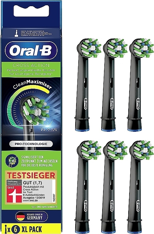 Electric Toothbrush Heads, 6 pcs, black - Oral-B Cross Action Clean Maximiser — photo N1