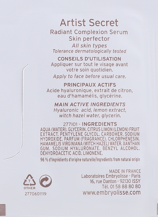 GIFT! Face Serum - Embryolisse Laboratories Serum Bonne Mine Skin Perfector (sample) — photo N2