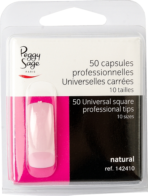 Universal Square Nail Tips, 50 pcs. - Peggy Sage — photo N1