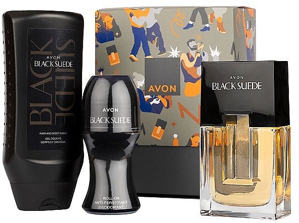 Avon Black Suede Aftershave Gift Set - Set (edt/75ml+deo/50ml+show gel/250ml) — photo N1