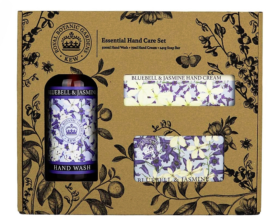 Set - The English Soap Company Bluebell & Jasmine Essential Hand Care Set (soap/240g + h/cr/75ml + h/wash/500ml) — photo N1