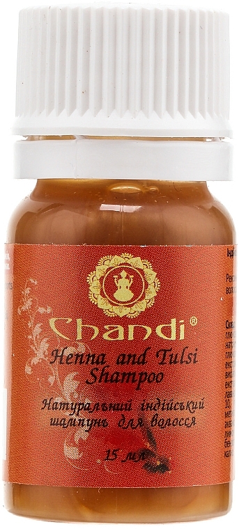 Natural Indian Shampoo "Henna & Tulsi" - Chandi Henna and Tulsi Shampoo (mini) — photo N1