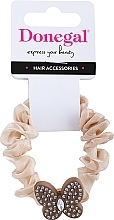 Fragrances, Perfumes, Cosmetics Hair Tie, FA-5620, beige with butterfly - Donegal