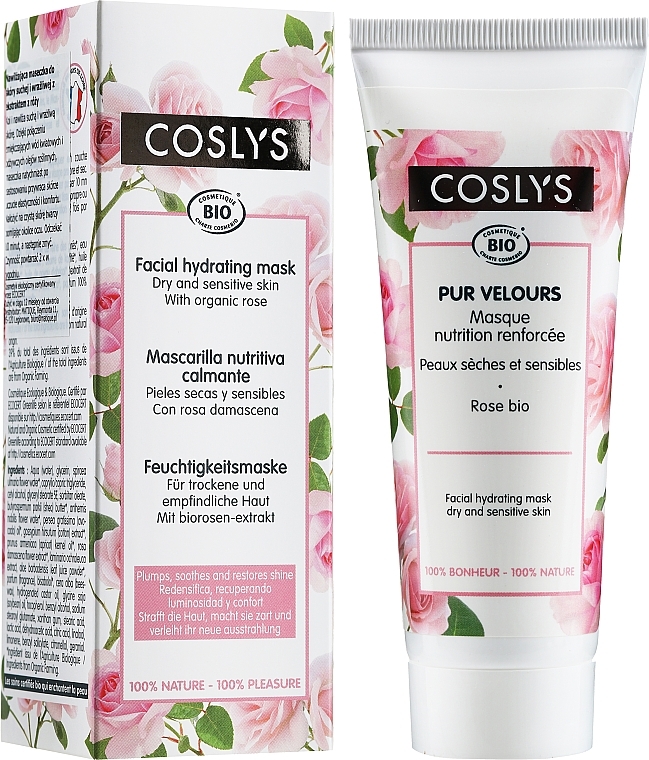 Moisturizing Face Mask with Rose Extract for Dry and Sensitive Skin - Coslys Facial Care Hydrating Mask with Organic Rose Floral Water — photo N2