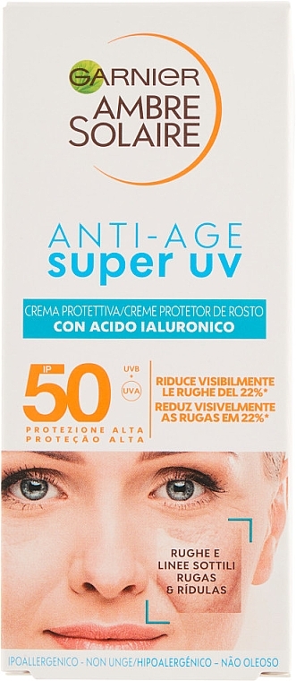Hyaluronic Acid Sunscreen - Garnier Ambre Solaire Anti-Age Super UV SPF50 — photo N2
