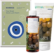 Fragrances, Perfumes, Cosmetics Set - Korres Santorini Grape Set (sh/gel/250ml + b/milk/200ml)