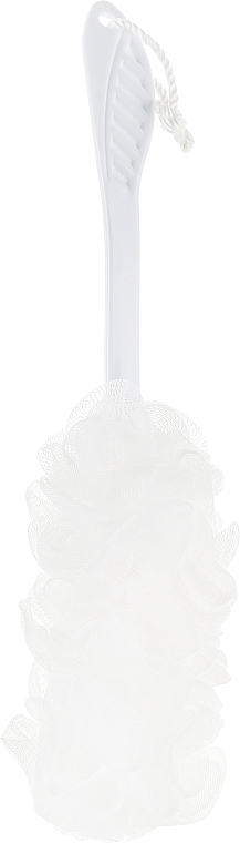 Massage Bath Sponge 9110, with long handle, 45 cm, white - Titania — photo N1