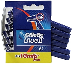 Disposable Shaving Razor Set, 5+1pcs - Gillette Blue II Razor 5+1 — photo N1