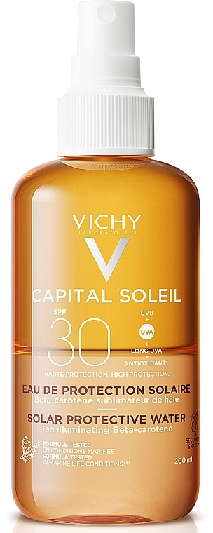 Sunscreen Spray with Beta-Carotene - Vichy Ideal Soleil Solar Protective Water Enhanced Tan SPF30 — photo N1