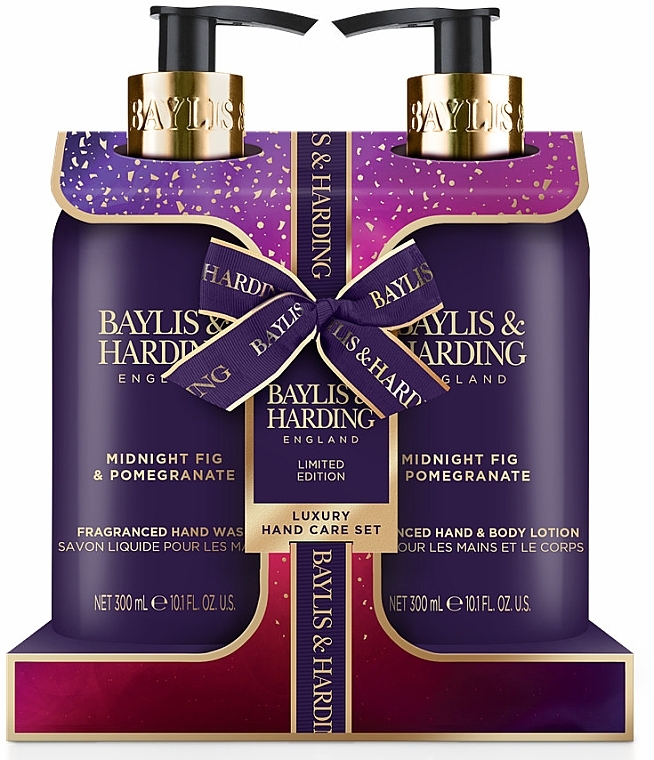 Set - Baylis & Harding Midnight Fig & Pomegranate Luxury Hand Care Gift Set (h/wash/300 ml + h/b/lot/300 ml) — photo N1