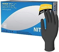 Powder-Free Nitrile Gloves, Size M, Black Pack of 100 - GlovTEC — photo N1