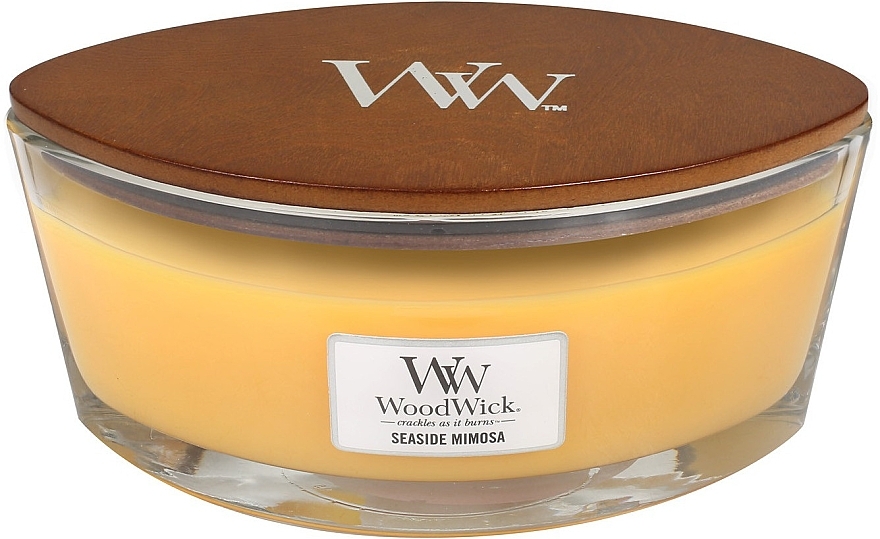 Scented Candle in Glass - WoodWick Hearthwick Flame Ellipse Candle Seaside Mimosa — photo N2